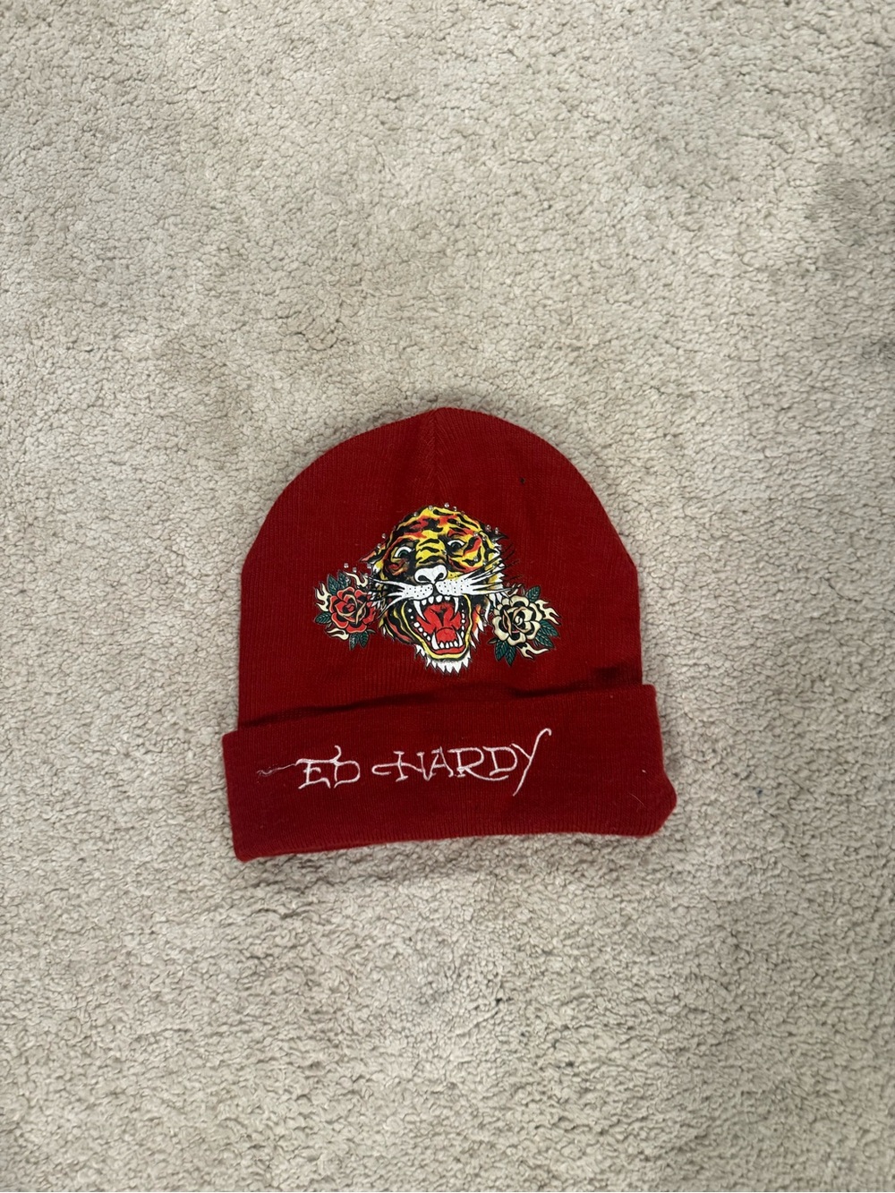 Calm red ed hardy tiger hat